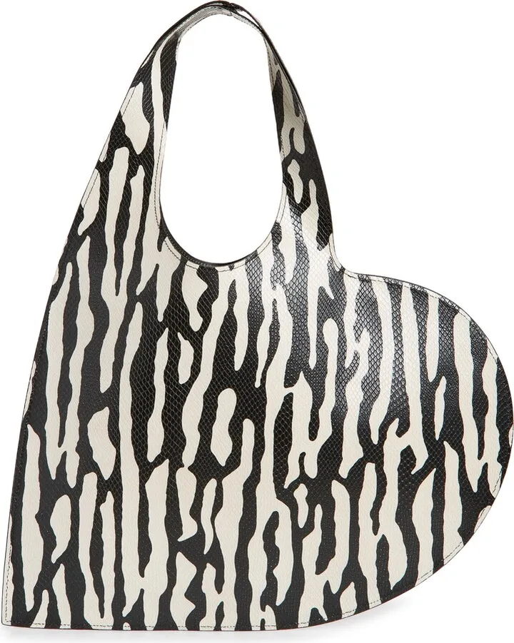 Zebra Print Heart Tote Bag