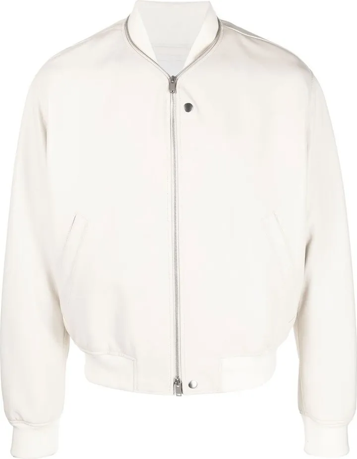 Zip-Up Leather Bomber Jacket