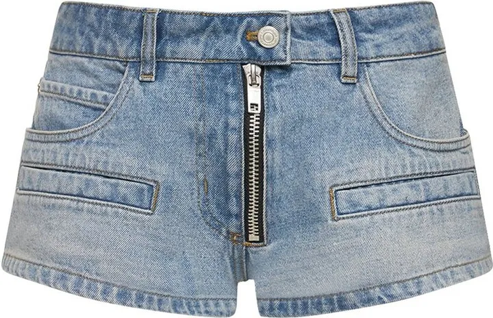 Dirty cotton denim baggy shorts