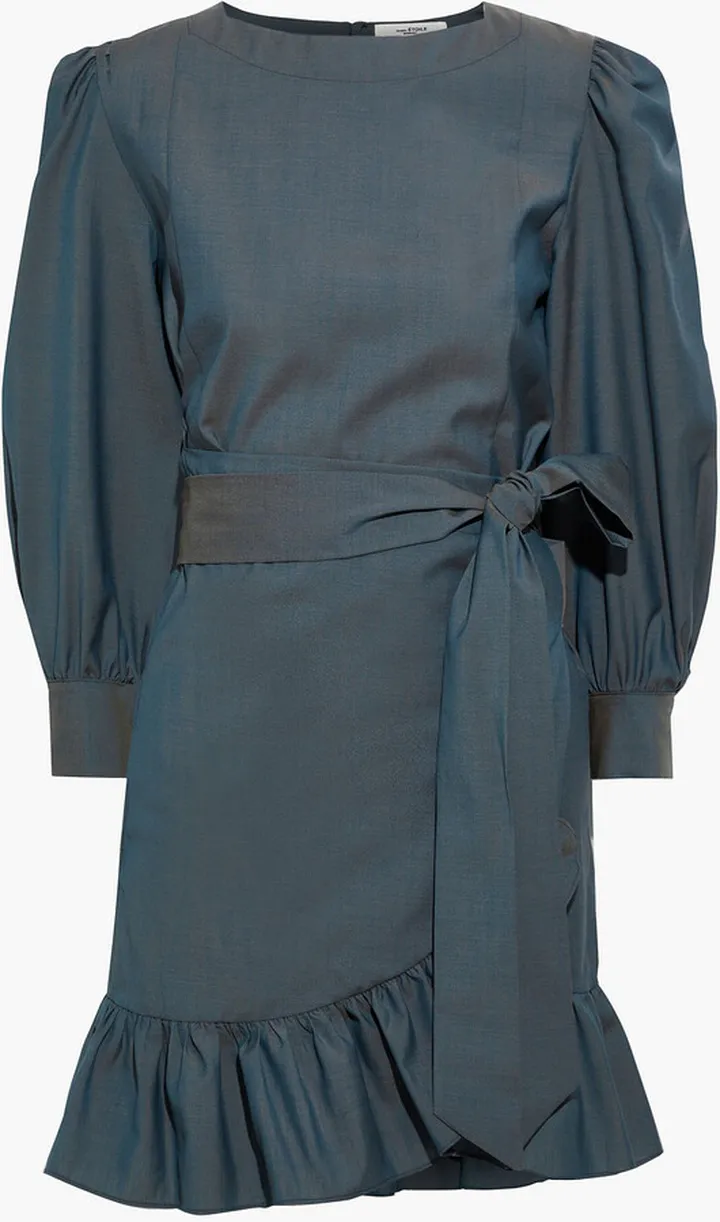 Nelicia wrap-effect ruffled wool mini dress