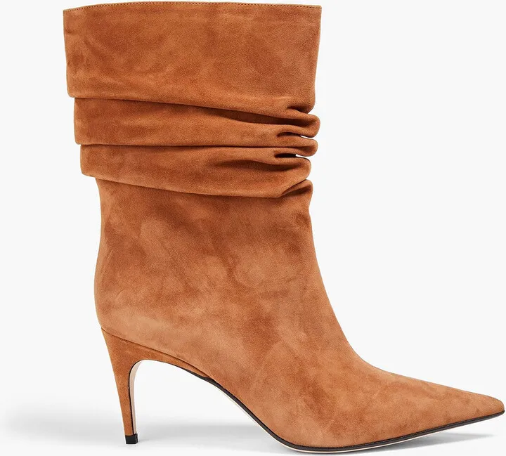 Gathered suede ankle boots