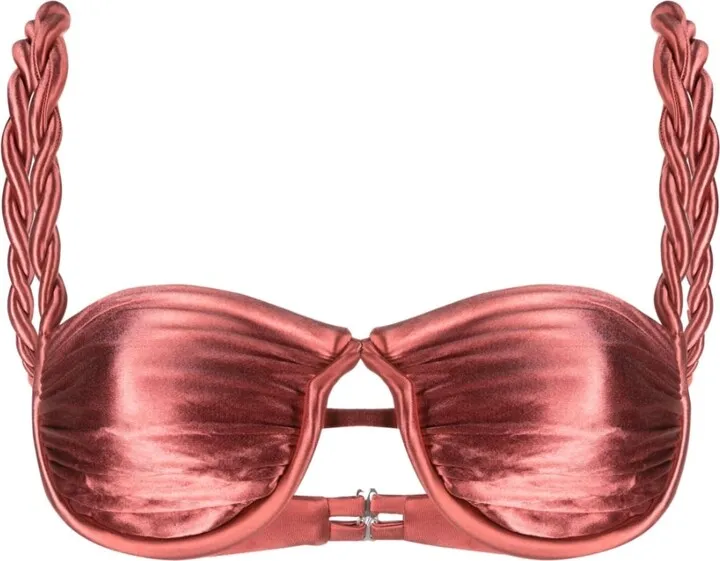 Metallic Twist-Detail Bikini Top