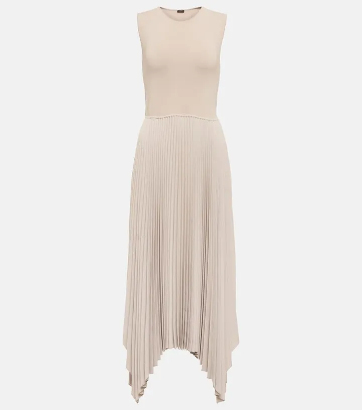 Dera pleated crepe midi dress