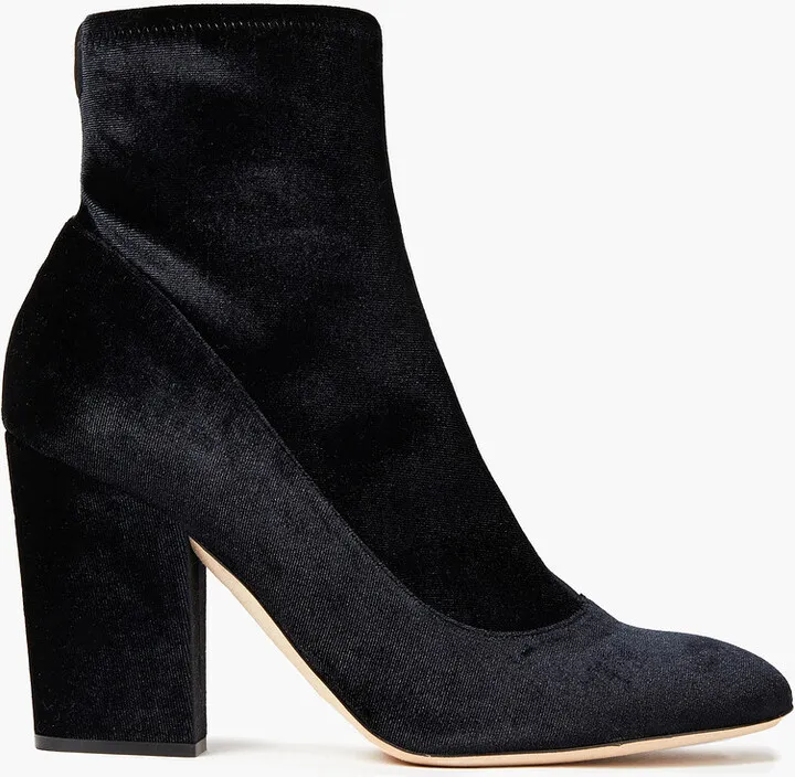 Stretch-velvet ankle boots
