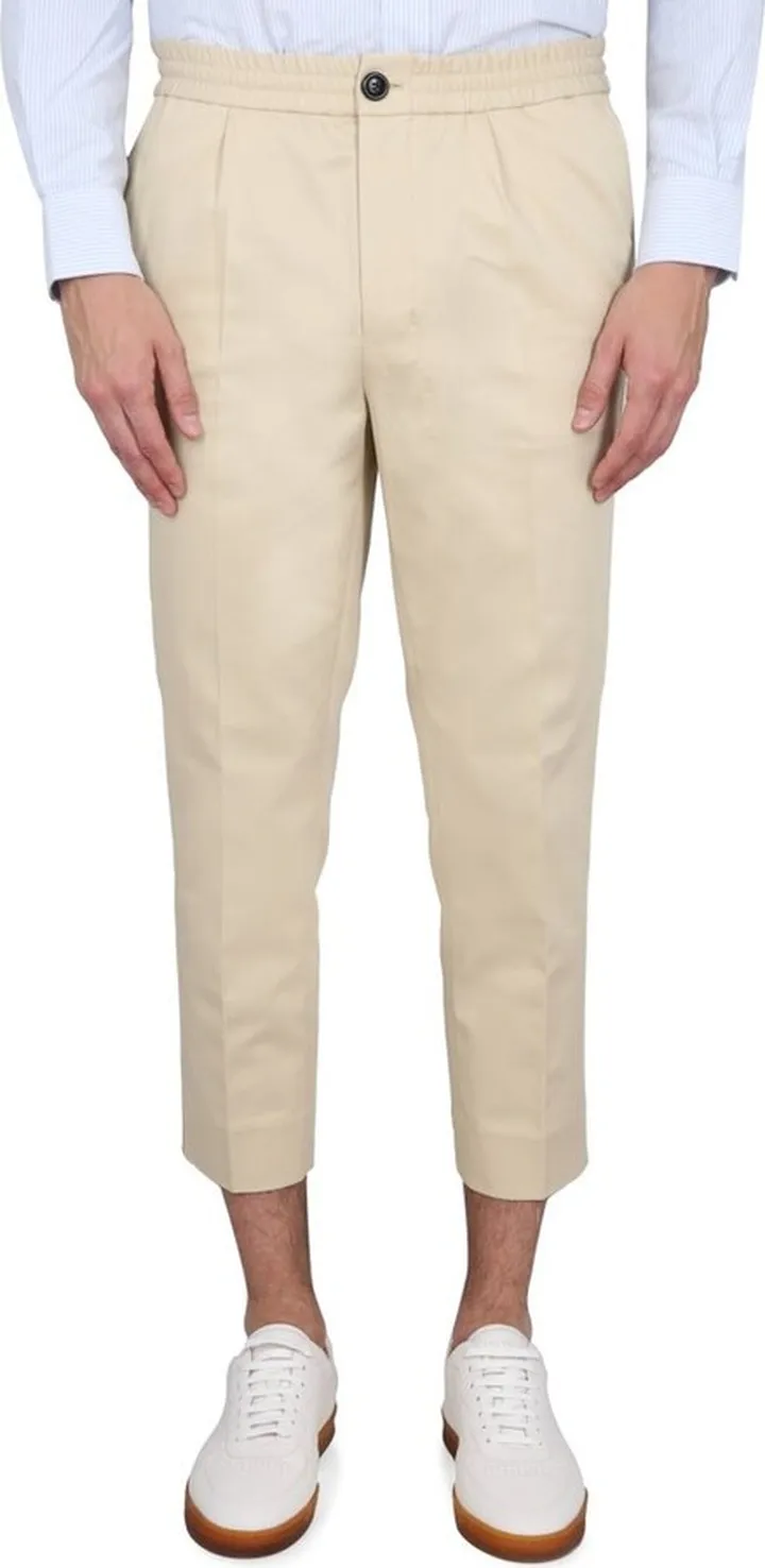 AMI Paris Cropped Tapered Elasticated Waistband Trousers