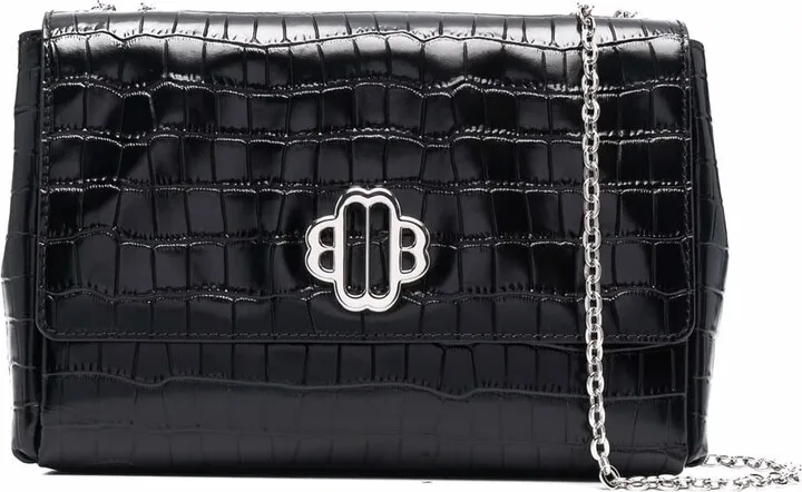 Clover crocodile-embossed shoulder bag