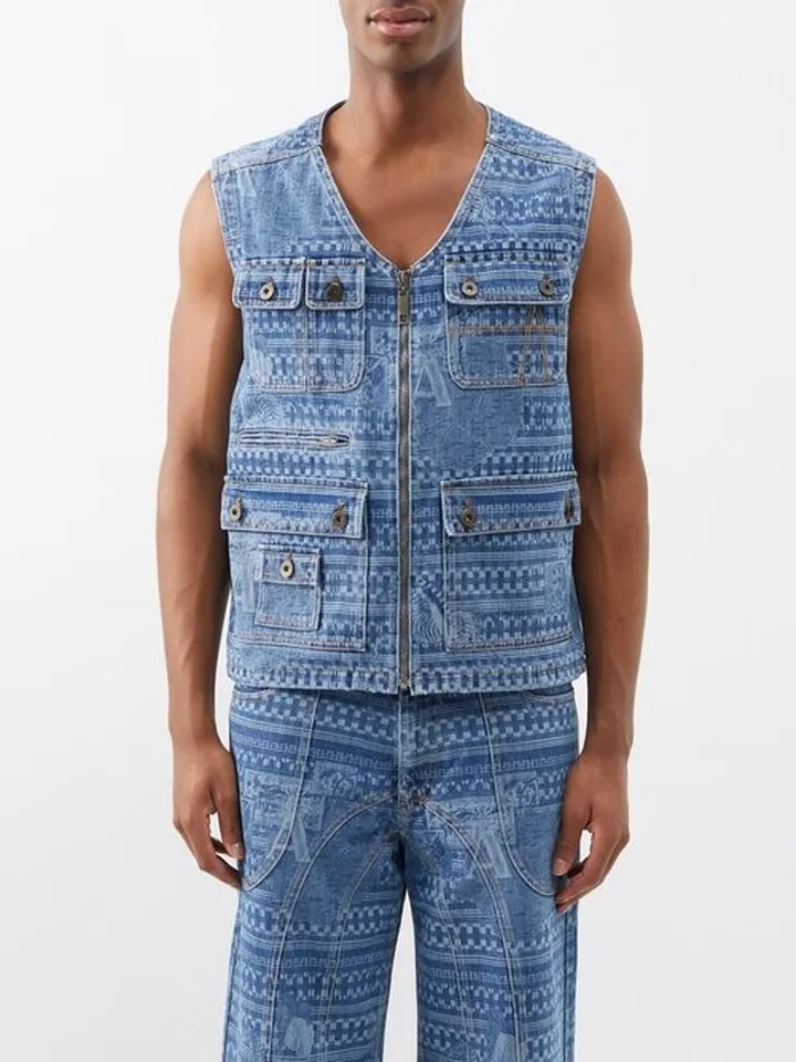 Kampala Laser-etched Denim Gilet