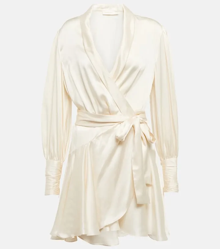 Wrap silk satin minidress