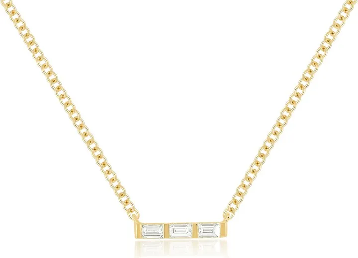 Baguette Diamond Bar Pendant Necklace