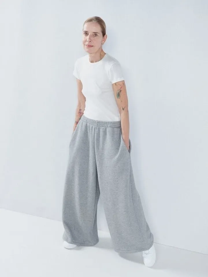 Wide Leg Cotton And Cashmere Track Pants