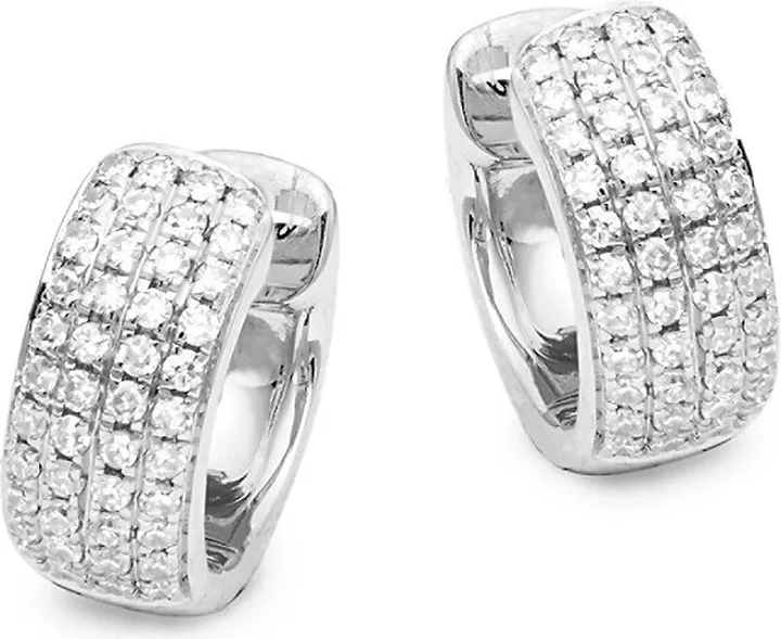 14K White Gold & Diamond Huggie Earrings