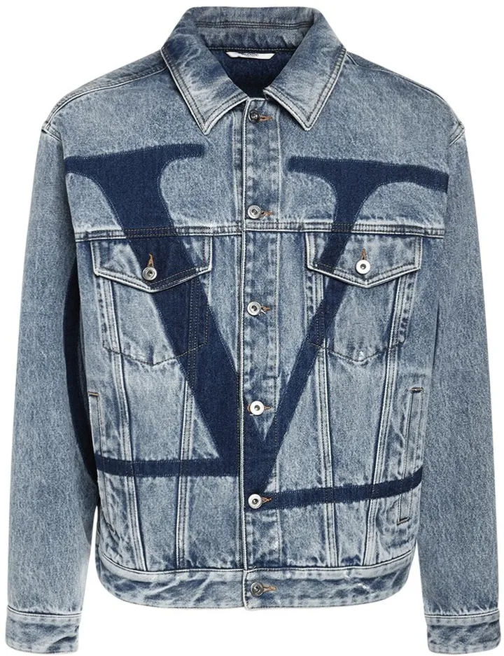 Logo over cotton denim jacket