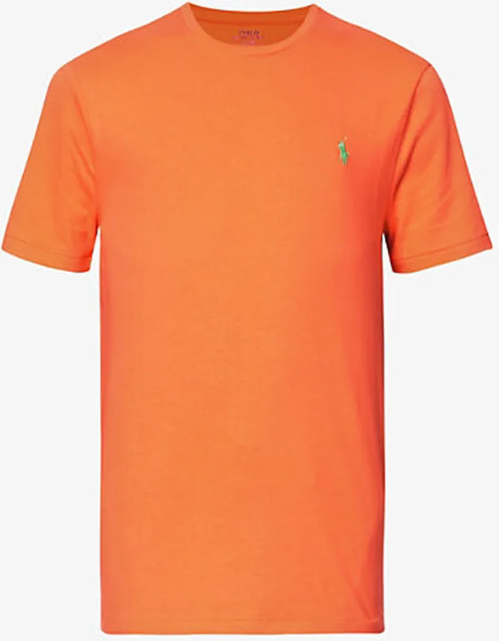 Polo Ralph auren Mens Resort Orange ogo-embroidered Regular-fit Cotton-jersey T-shirt
