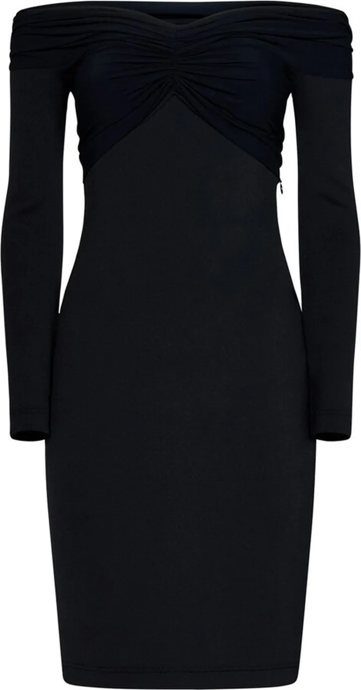Burberry Gathered-Detail Off-Shoulder Stretch Midi Dress