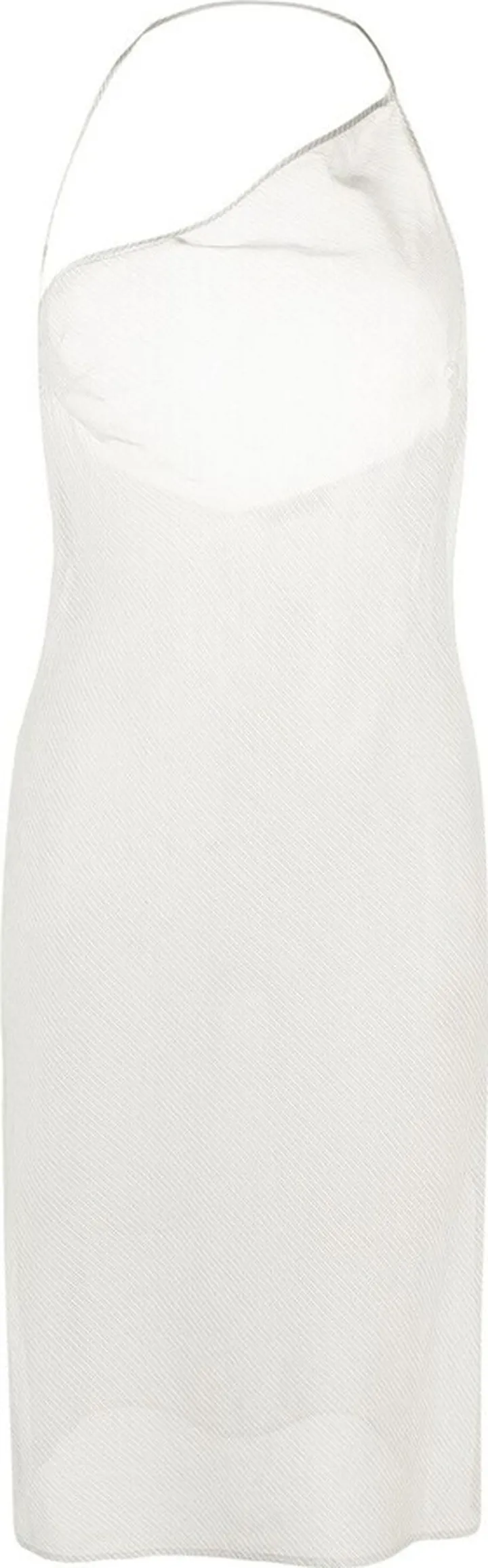 Grey Striped Asymmetric Slip Midi Dress