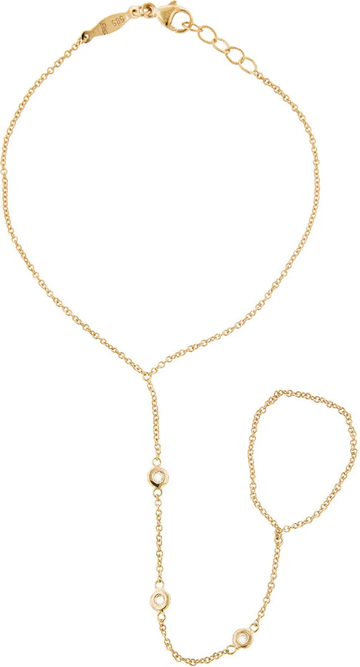 3 Spaced Out Diamond Finger Yellow Gold Bracelet