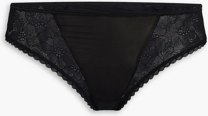 June stretch-lace and jersey mid-rise briefs