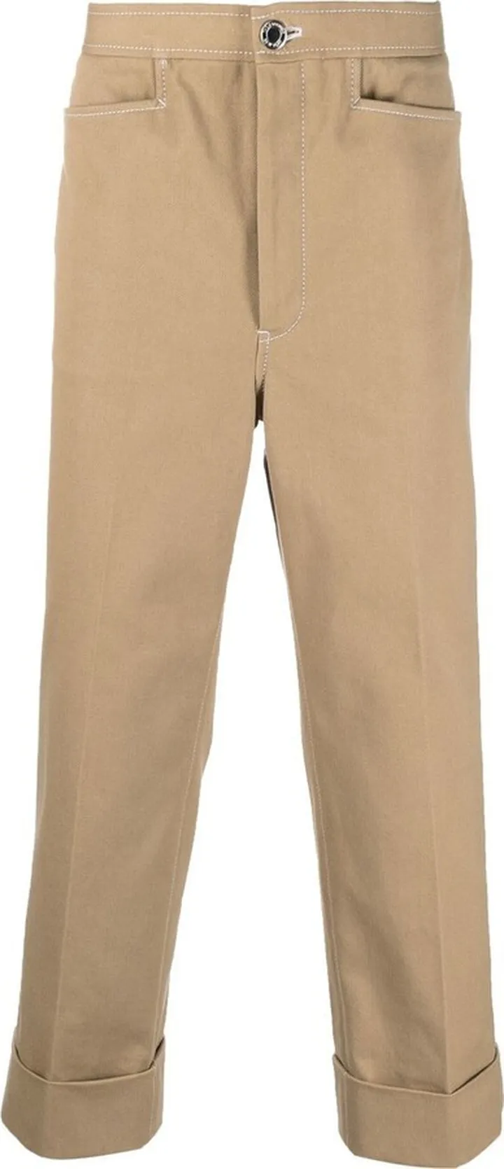 Turn-Up Hem Straight-Leg Trousers