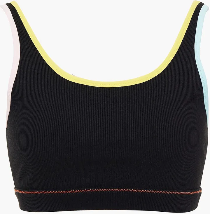 Color-block stretch sports bra