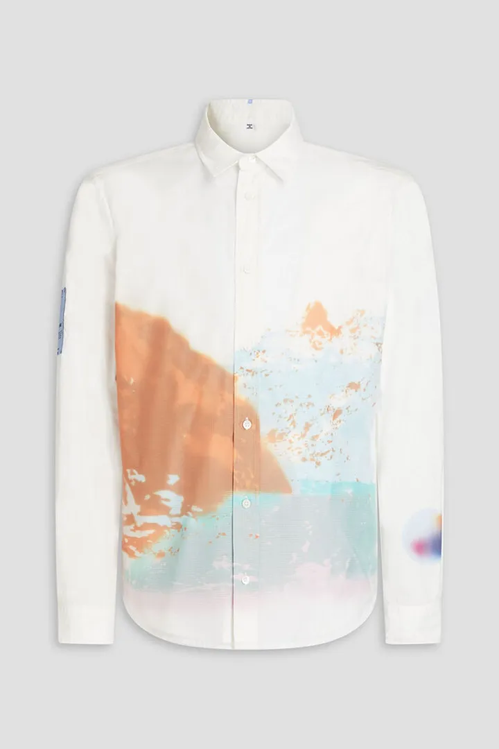 Cotton poplin-paneled printed ripstop shirt