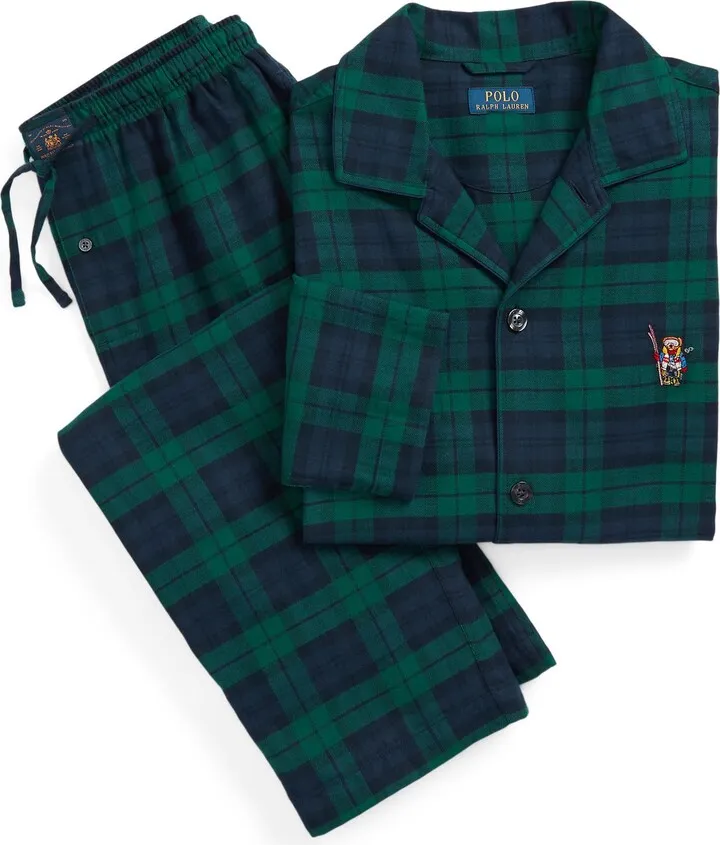 Plaid Flannel Sleep Set Sleepwear Green
