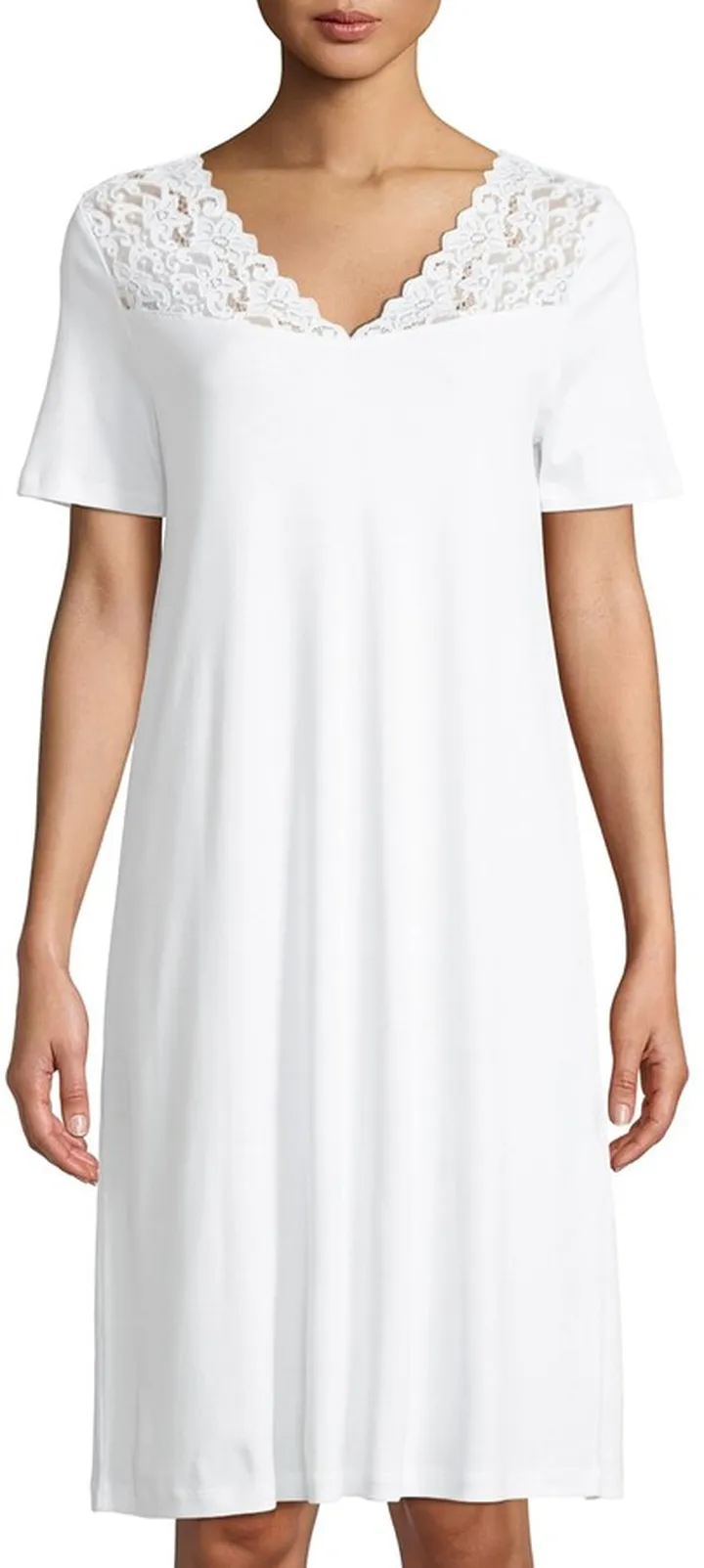 Short-Sleeve Lace-Trim Nightdress