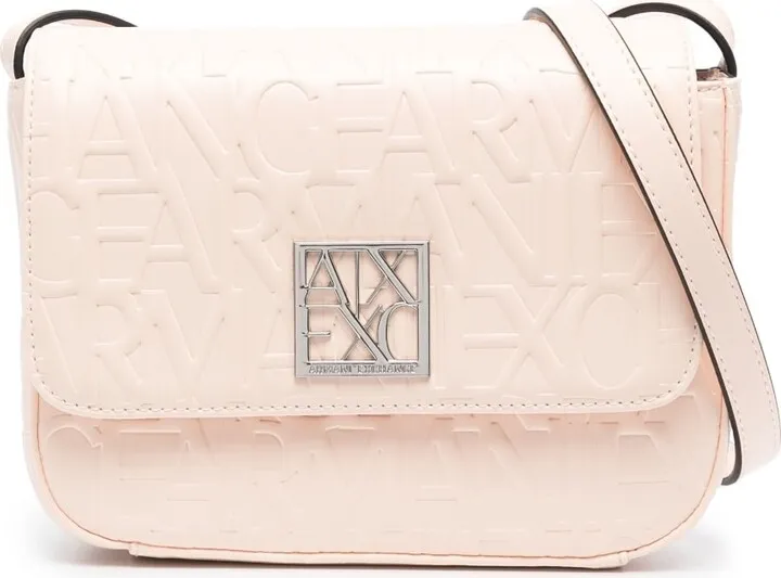 Embossed-Logo Leather Shoulder Bag