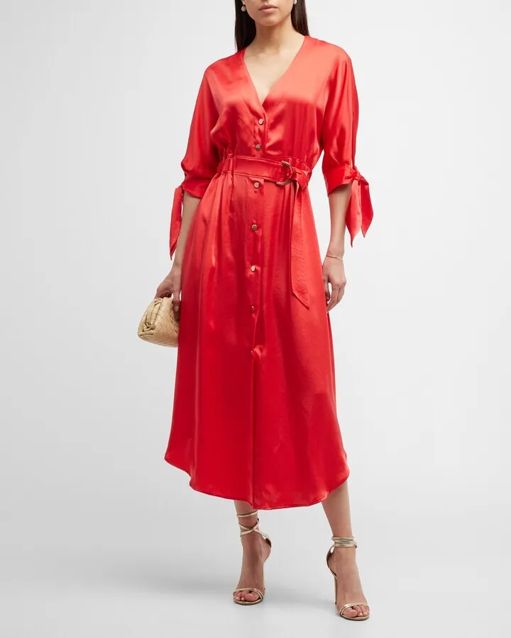 Baldwin Satin Midi Shirtdress