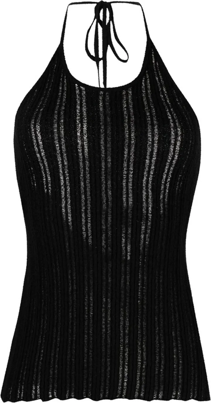 Halterneck Ribbed-Knit Top