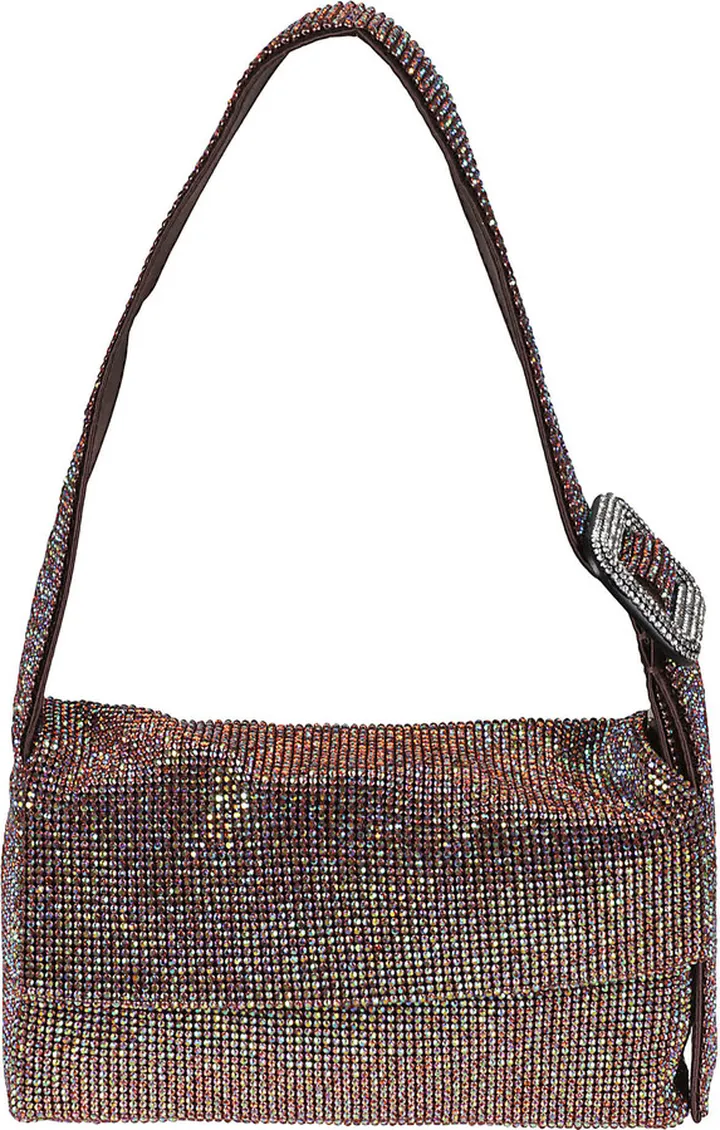 Embellished All-over Flap Shoulder Bag