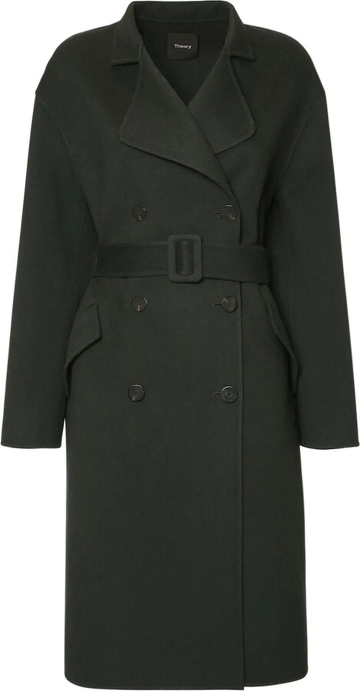 Double breasted belted wool coat