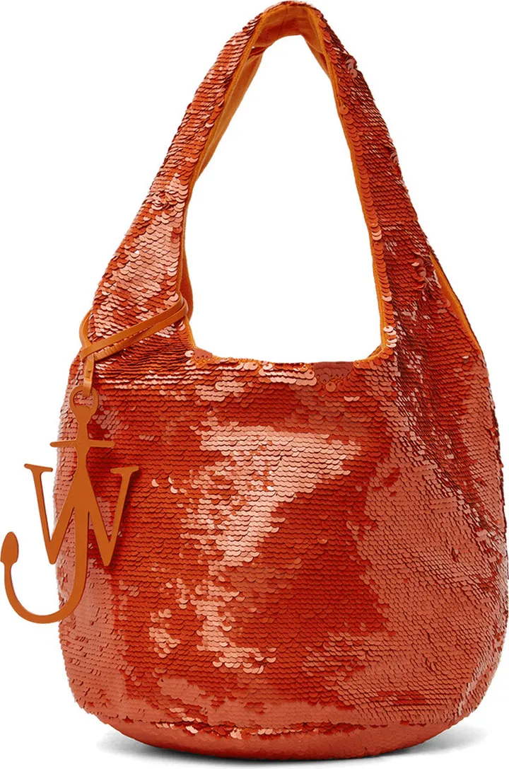 JW Anderson Orange Mini Sequin Shopper Tote