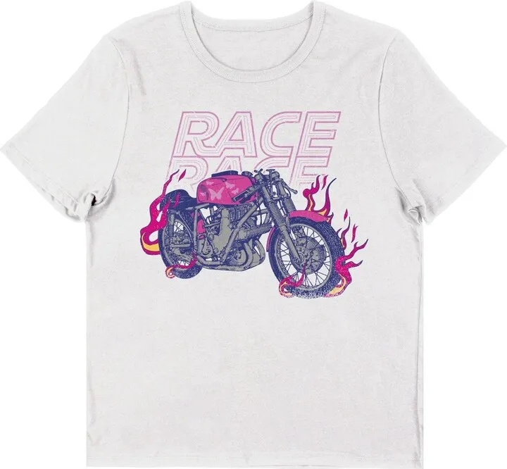 Butterfly Flame Motorcycle Women’s White Short Sleeve Crew Neck Cropped Tee-3XL