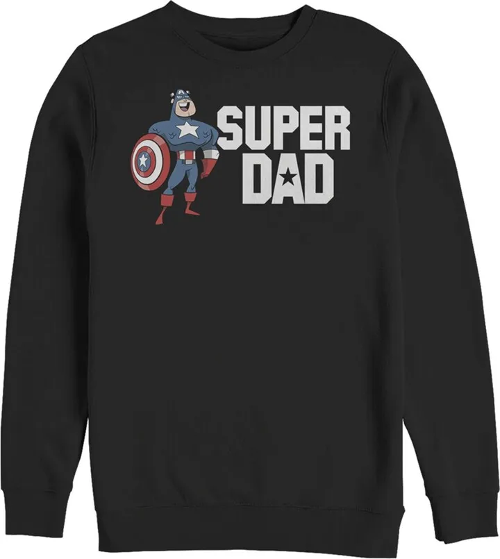 Men's Marvel Super Dad Cartoon Captain America Sweatshirt - Black - 3X Large
