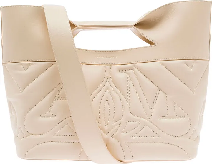 Cream White 'the Bow' Quilted Bag In Calf Leather
