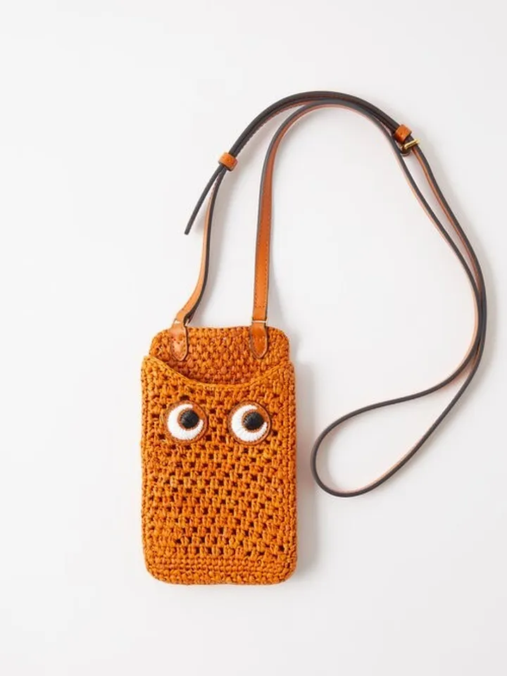 Eyes Raffia Cross-body Pouch