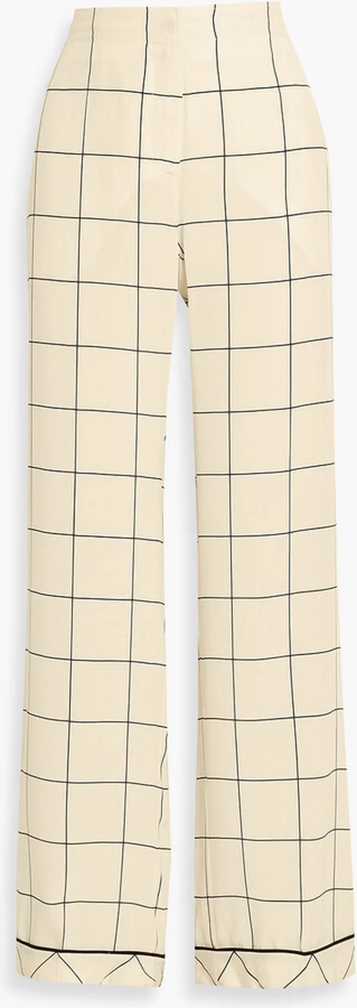 Checked silk crepe de chine wide-leg pants