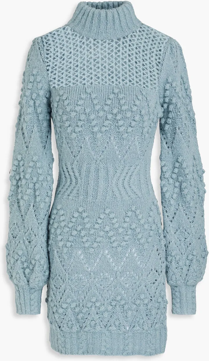 Tinna pointelle-knit turtleneck mini dress