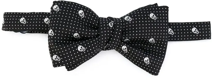 Skull-Print Bow Tie