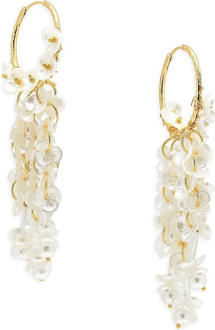 Genevieve 14K Goldplated & Acrylic Pearl Floral Drop Earrings