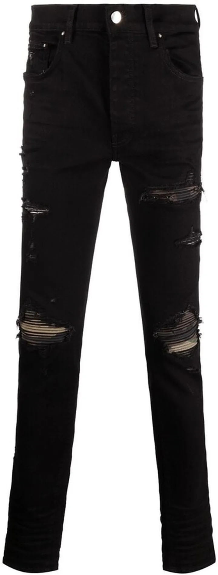 Distressed Mid-Rise Skinny Jeans