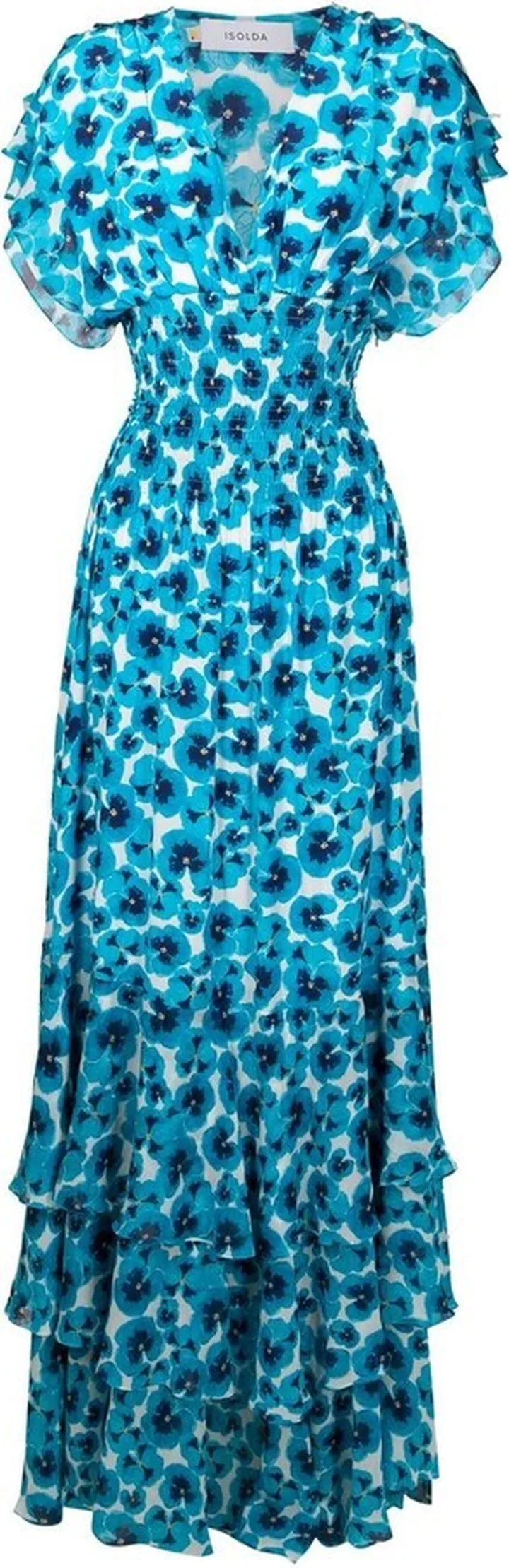 Pri floral-print tiered silk dress