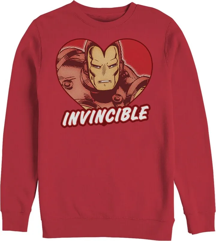 Men's Marvel Iron Man Invincible Valentine Heart Sweatshirt - Red - Medium