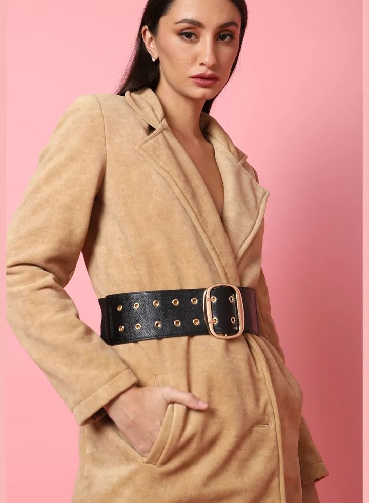 Casual Solid Stretchable PU Leather Waist Belt For Women