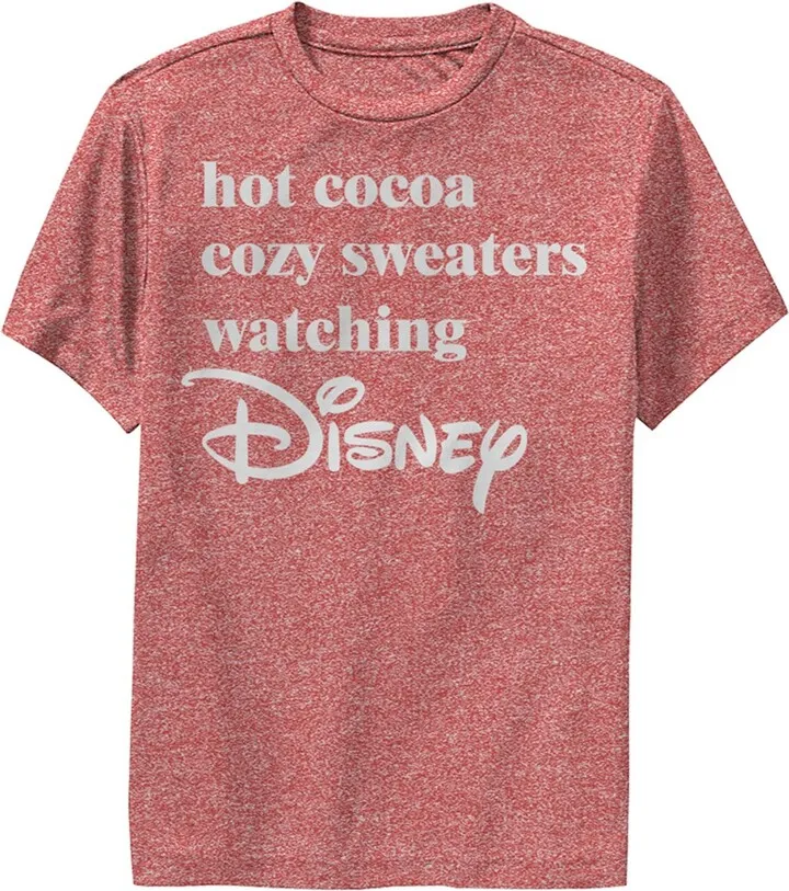 Boy's Disney Hot Cocoa and Cozy Sweaters Performance Tee - Red Heather - Large