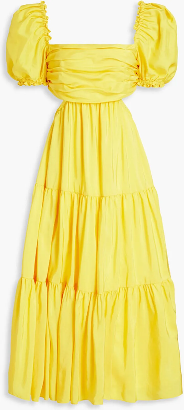 Izzy tiered cutout silk-satin midi dress