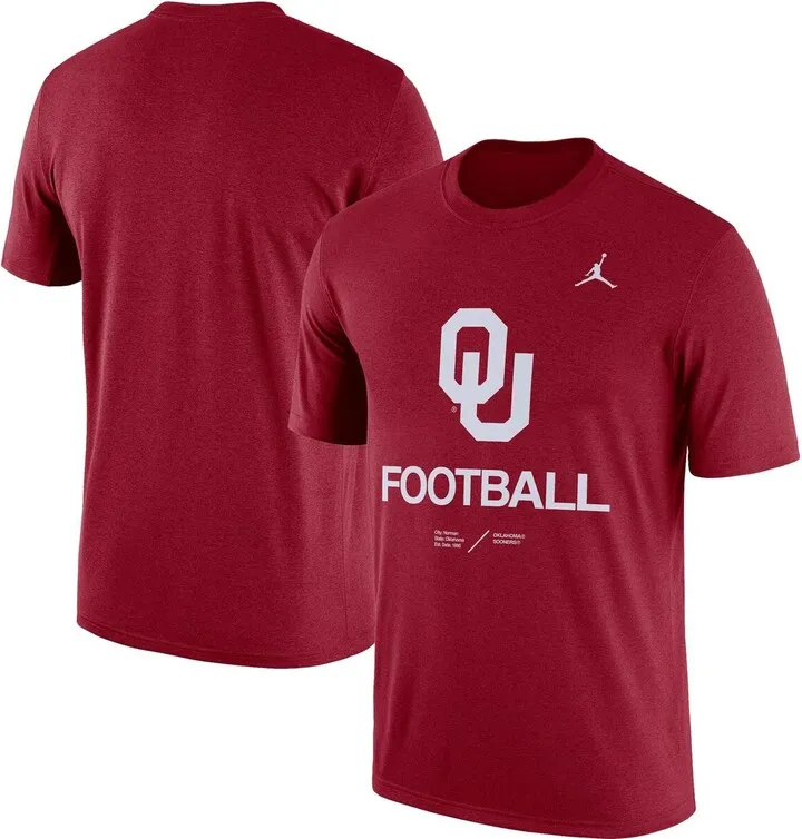Men's Jordan Brand Heathered Crimson Oklahoma Sooners Team Football Legend T-shirt
