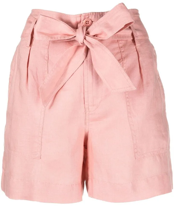 Daviana belted linen shorts