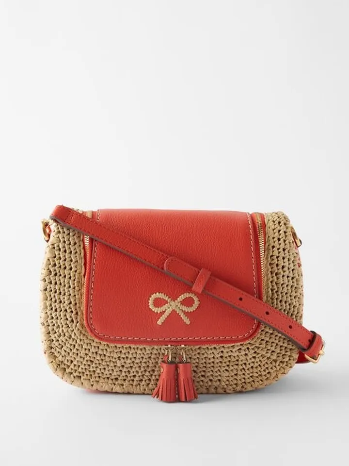 Vere Small Leather-raffia Cross-body Bag