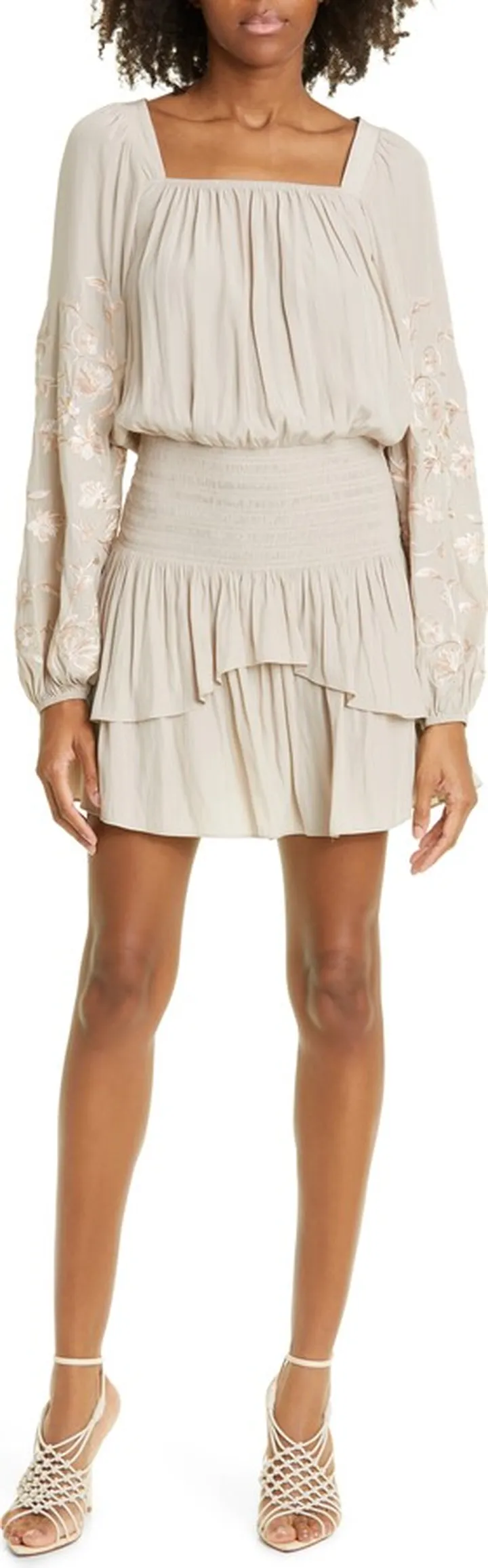Santiago Smocked Ruffle Long Sleeve Minidress